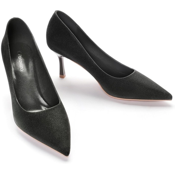 C.Paravano Sparkly Prom Shoes Pointed Toe Heel Glitter Heel (Size 6.5,Black)NWOT - Picture 1 of 3